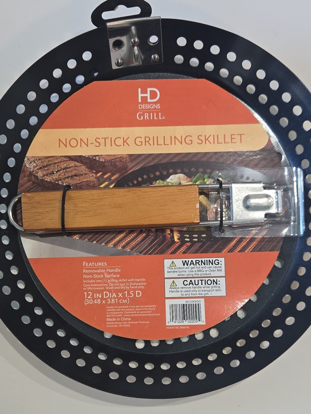 HD Designs Grill Non-Stick Grilling Skillet with Removable Handle, Black